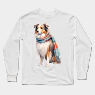 Australian shepherd winter dog Long Sleeve T-Shirt